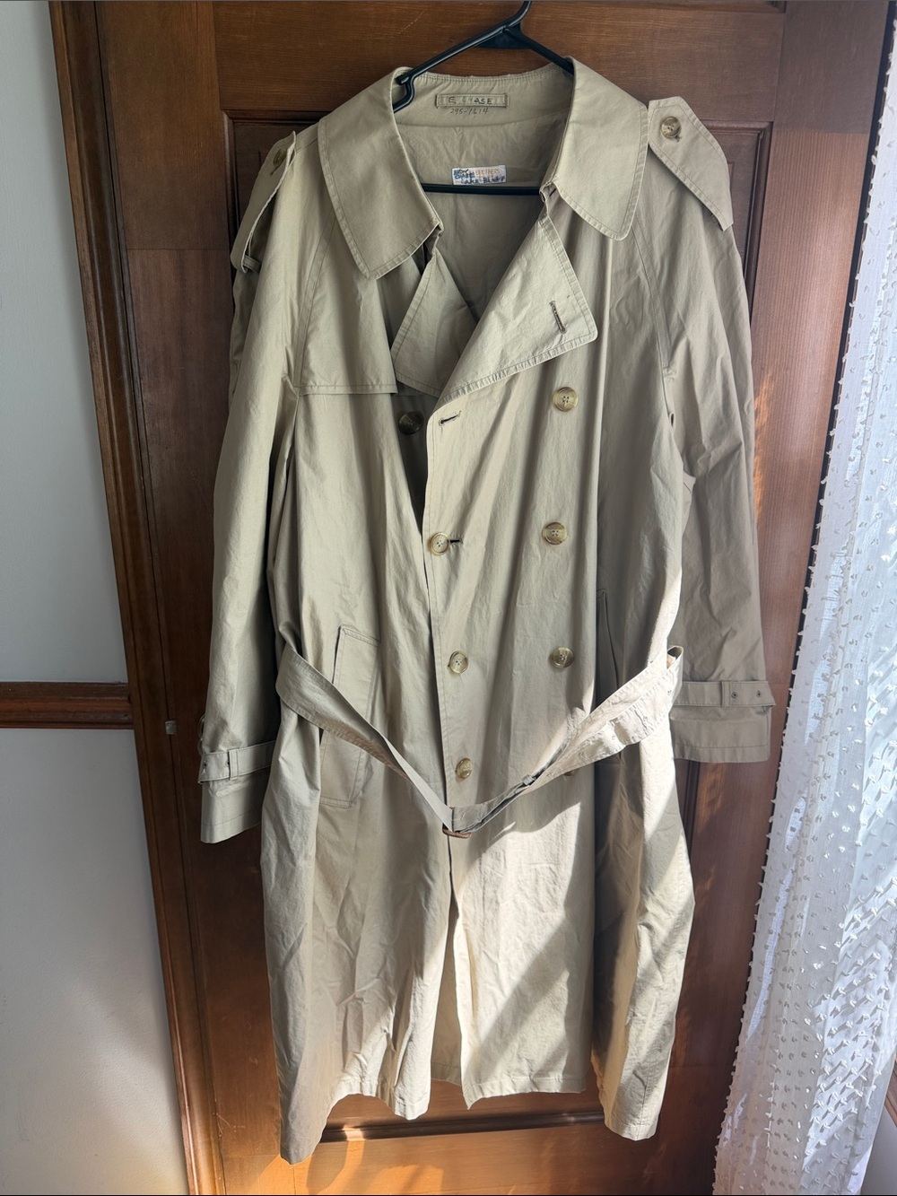 VINTAGE BROOKS BROTHERS DOUBLE BREASTED TRENCH COAT SZ 44 - Picture 2 of 12